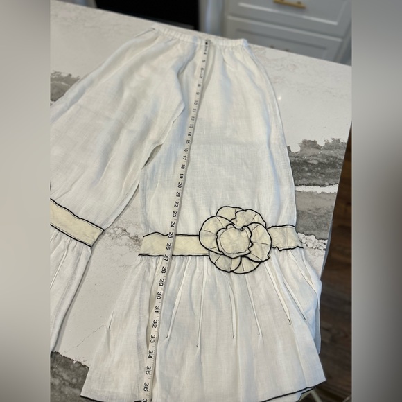 Sarah Clemens Custom Linen Black White Ivory Ruffle Flower Bloomers and Top Set - Picture 5 of 10